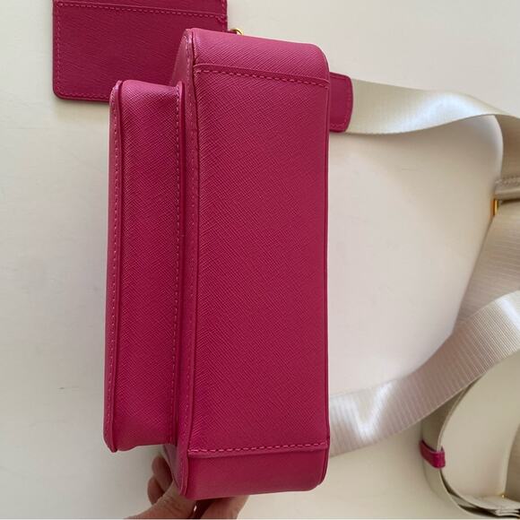 NWT Joy Clean & Chic Saffiano Leather Crossbody Camera Bag with Card Case Pink - Picture 7 of 12